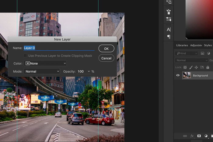 Screenshot showing how to crop and straighten images in Photoshop - unlock background layer