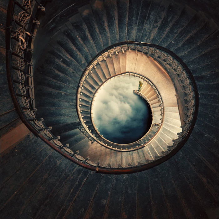 A spiral staircase