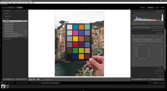 A screenshot of importing the photo of a color checker into Lightroom