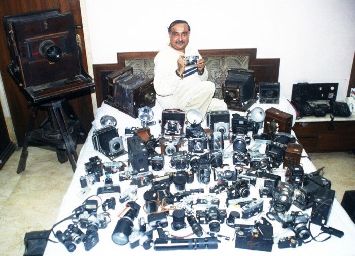 Dilish Parekh with his camera collection 