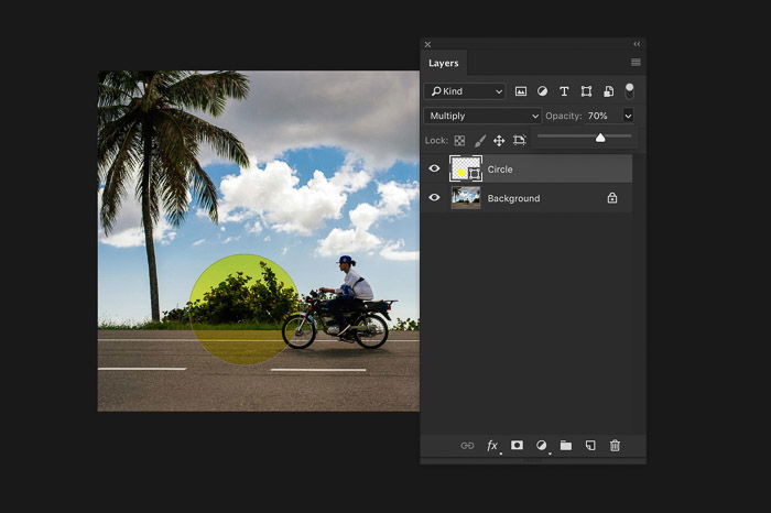 A screenshot of using the Photoshop layers panel - opacity