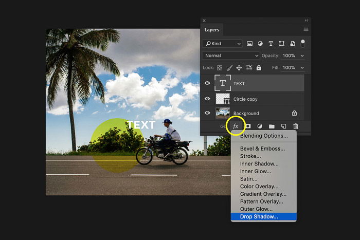 A screenshot of using the Photoshop layers panel