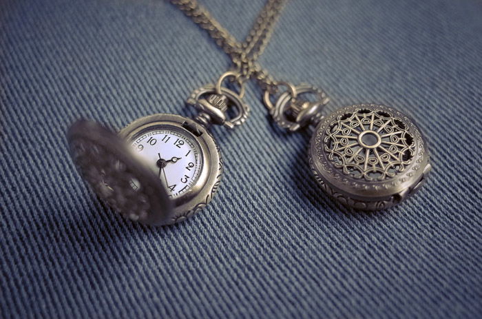 A close up product photography shot of a pocket watch after editing in Photoshop