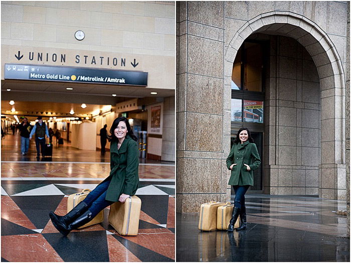 A natural portrait diptych of a female posing indoors