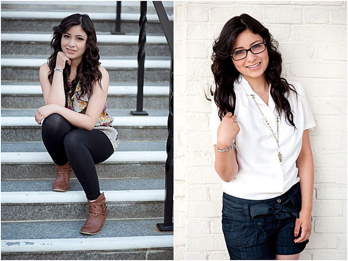 A diptych portrait of a female model posing outdoors - how to take pictures of people