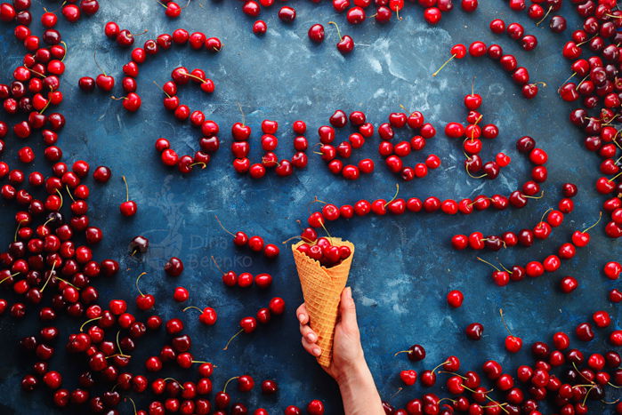 A creative still life photography flat lay on a hand painted background 