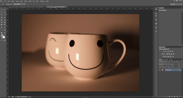 A screenshot showing how to do color correction in Photoshop with a grey card