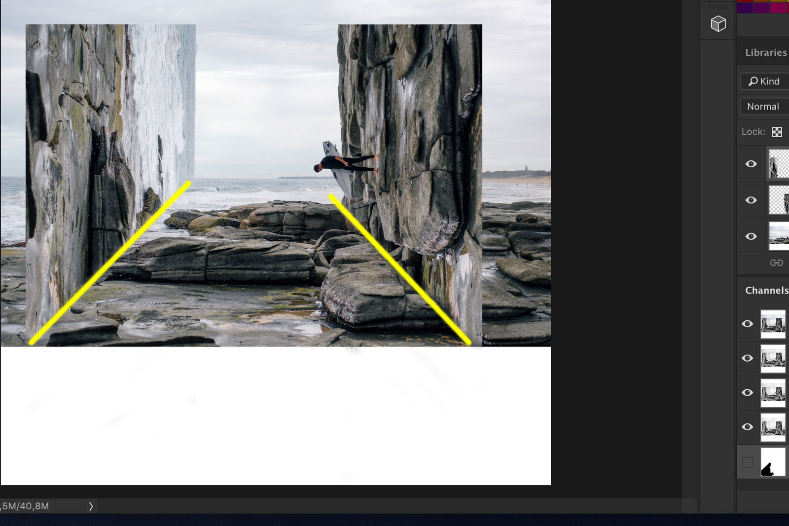 A screenshot showing how to Do a Bend and Warp Trick in Photoshop