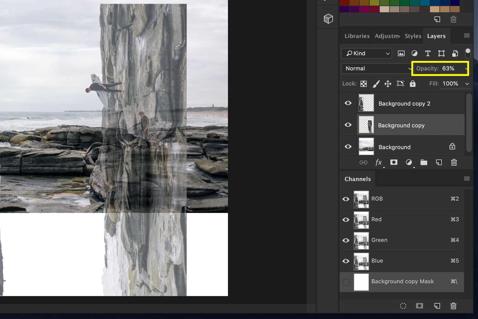 A screenshot showing how to Do a Bend and Warp Trick in Photoshop - create the corners