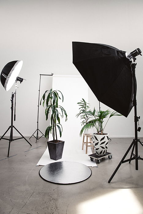 Indoor photography studio lighting setup