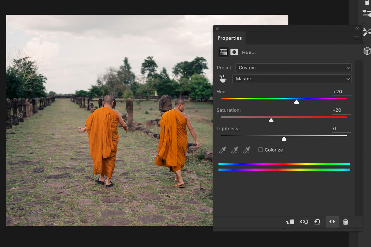 A screenshot showing how to change color in photoshop - adjust colors