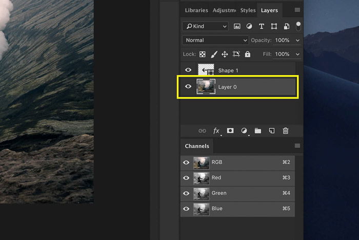 Screenshot showing how to Flip the background layer in Photoshop