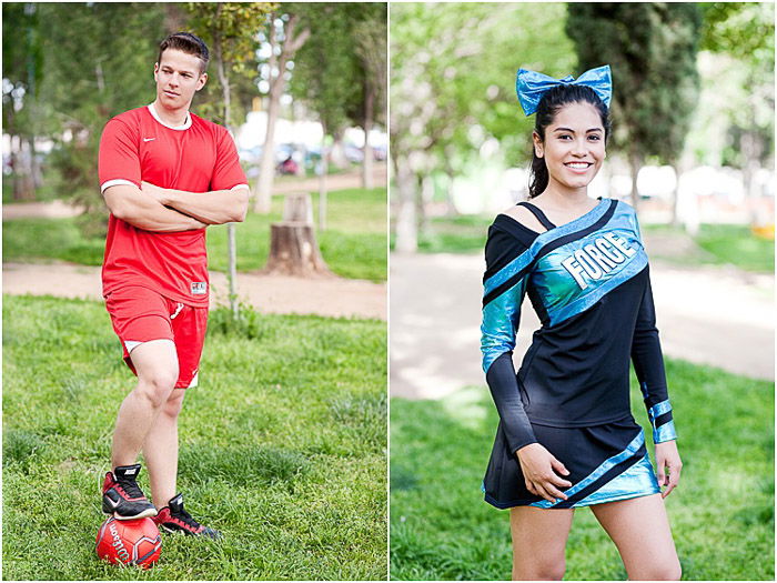 An outdoor diptych porttrait of a teenage boy and girl