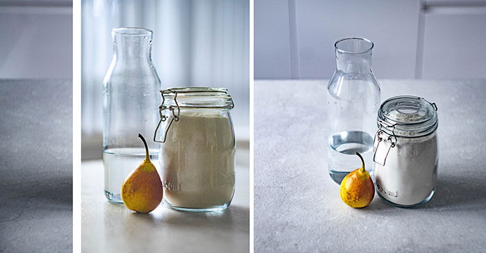 A triptych photography example featuring three different views of the same still life