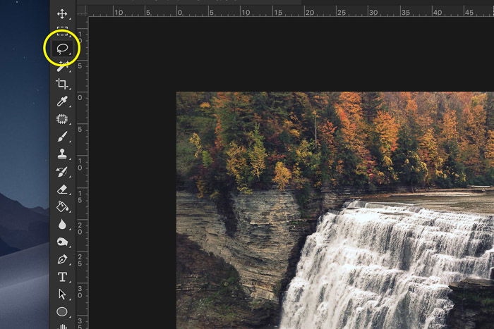 How to add waterfall effect in Photoshop - Make a Selection of the Waterfall