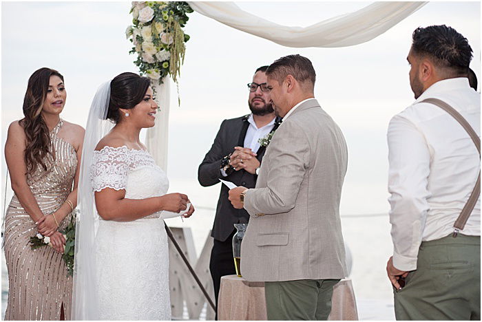 A wedding portrait of the couple being married in an outdoor reception - wedding flash photography