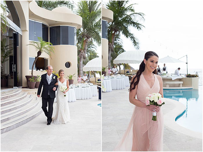 A wedding portrait diptych of the the bride and bridesmaids walked down the aisle. - wedding flash photography