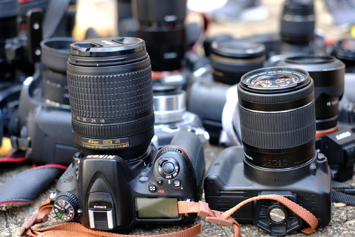 A range of DSLR camera and lens to take pictures of whales