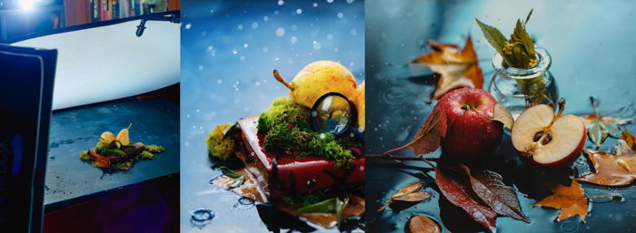 Artistic still life triptych