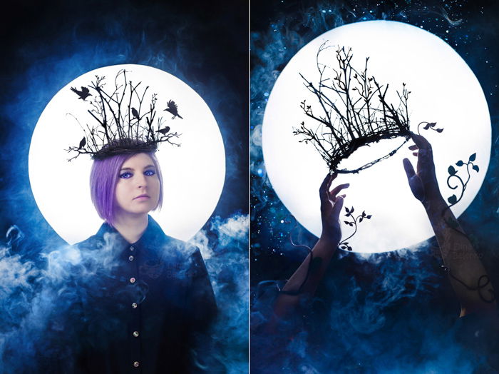 Creative occult themed still life diptych shot with a speedlight