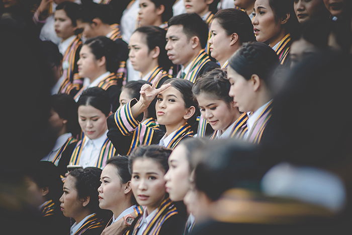 Crowd shot of a large group of graduation students