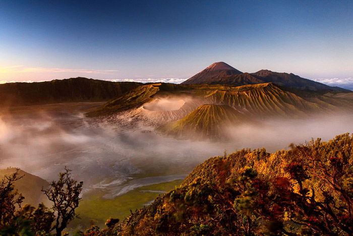 dramatic shot of Mount Bromo in Indonesia at dawn. -volcano and lava photography