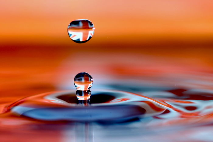 Impressive water drop photo caught mid-air by camera flash at high-speed sync