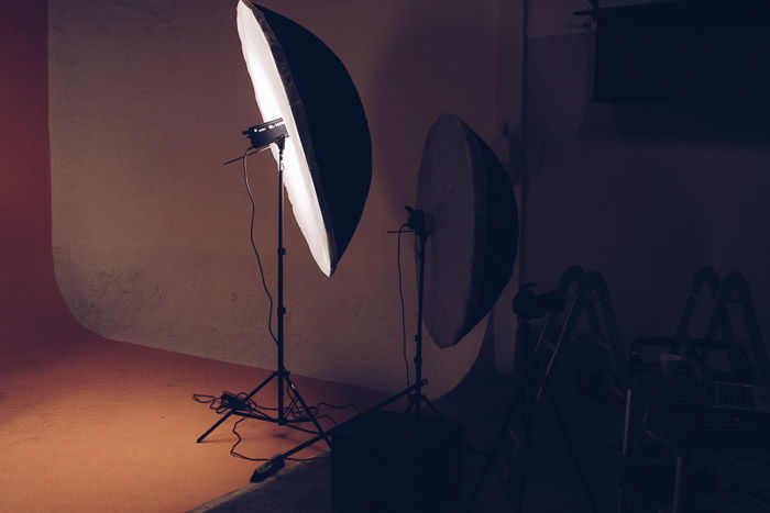 A photography studio setup for shooting portraits