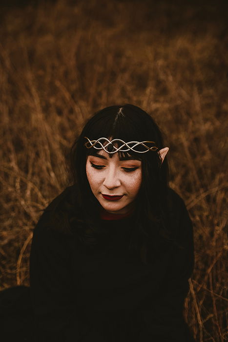 Atmospheric cosplay photography of a female in an elf costume