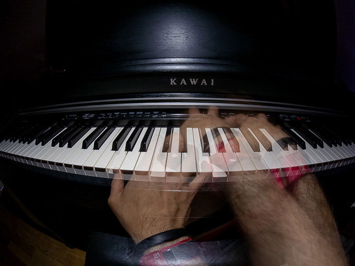 A person playing a piano.