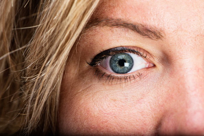 A closeup portrait of a female model shot using softbox lighting