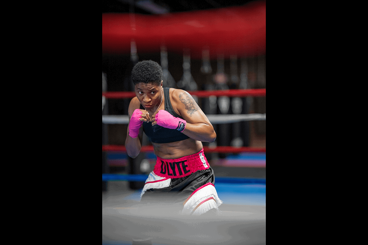 A fighter shadow boxing in a ring as an example for boxing photography