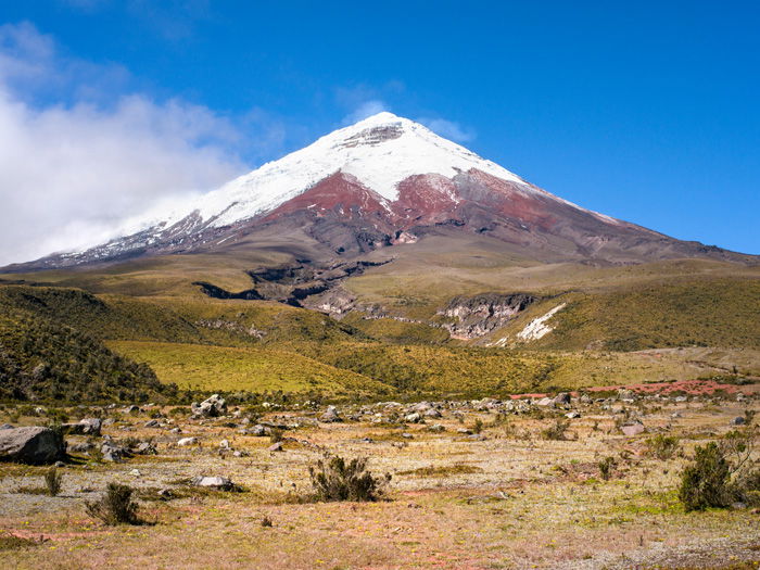 a stunning snow peaked mountainous landscape after editing in Photoshop