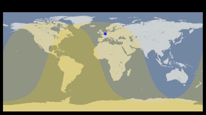 A map showing the areas where mercury transit is visible - sun photography tips 