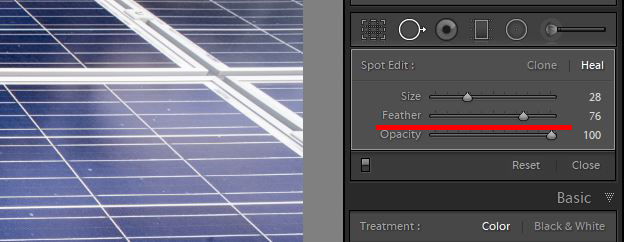 a screenshot showing how to use clone tool in lightroom to edit photos - brush size