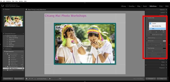 a screenshot showing how to create a Lightroom slideshow 