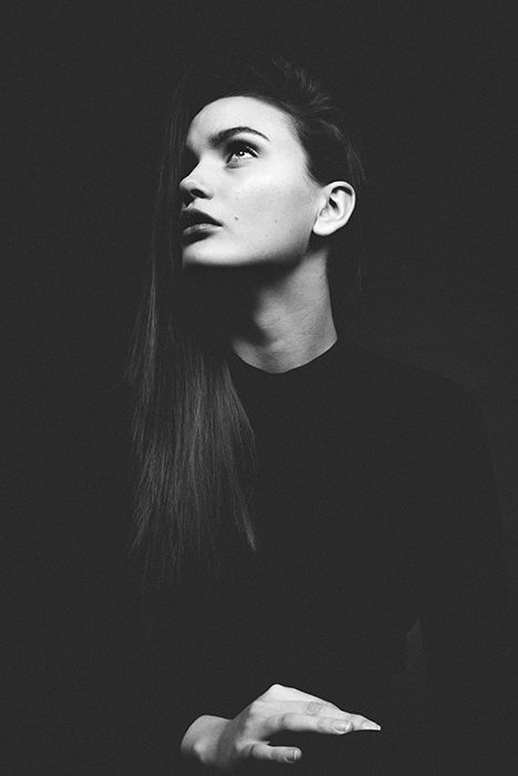 atmospheric monochrome portrait of a female model