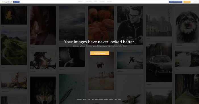 a screenshot of the image hosting site ImageShack