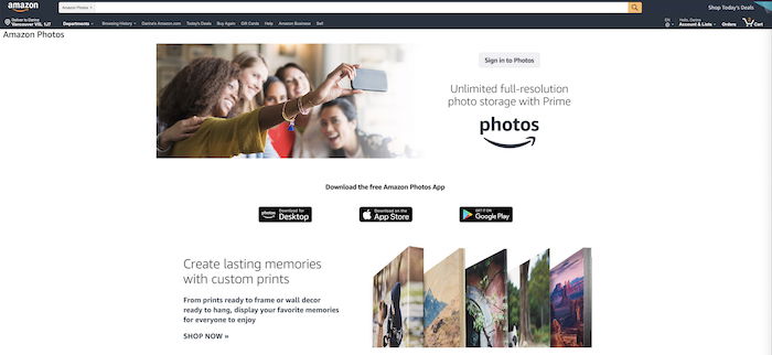 a screenshot of the image hosting website Prime Photos