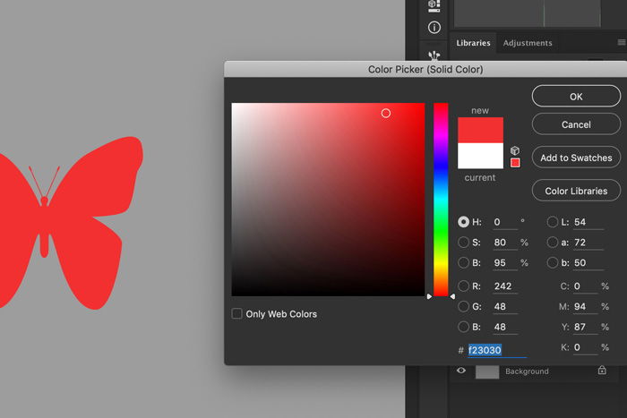 A screenshot showing how to change color of custom Photoshop shapes