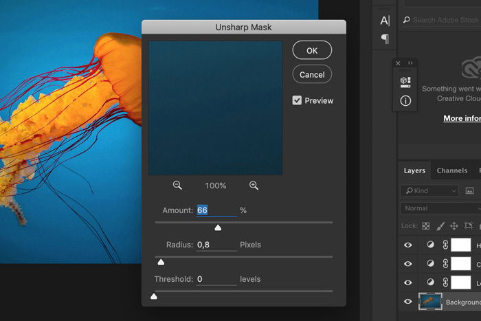 a screenshot showing how to edit underwater images in Photoshop