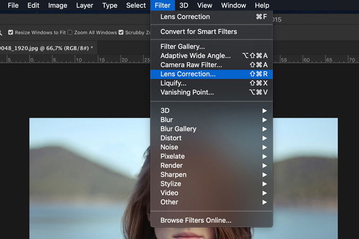 a screenshot showing how to add a vignette in Photoshop