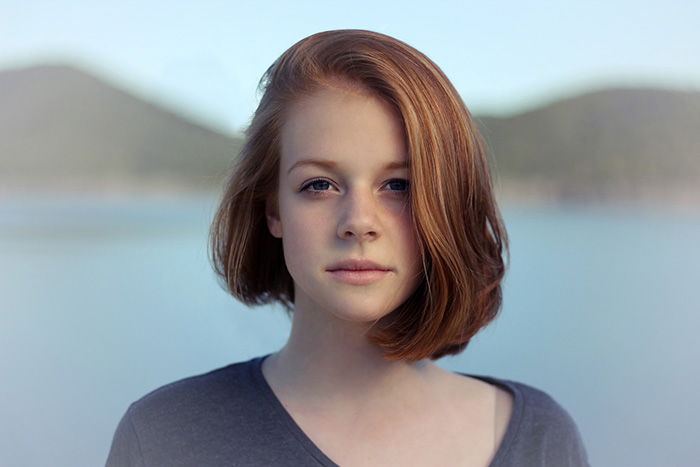 a portrait of a female model with vignetting in the corners