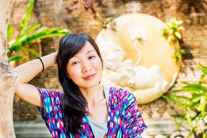 Portrait photo of a woman outdoors