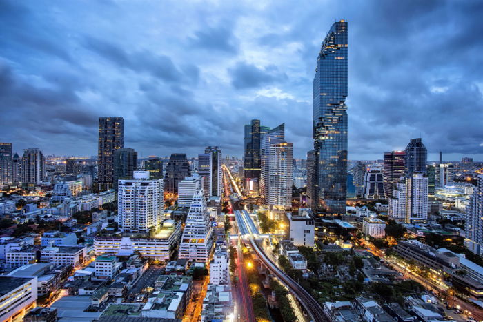 Photo of an urban cityscape with skyscrapers