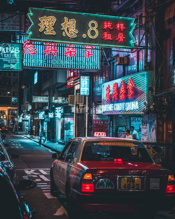 Photo of neon lights in an Asian metropolitan city