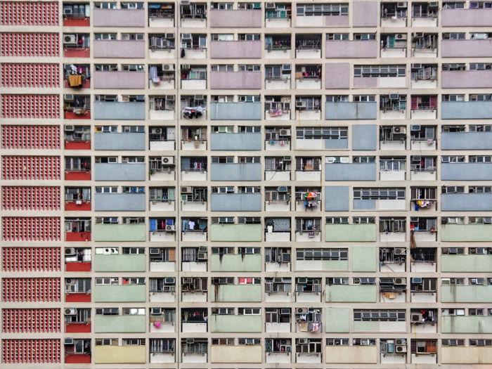 Photo of a block of flats in different colors