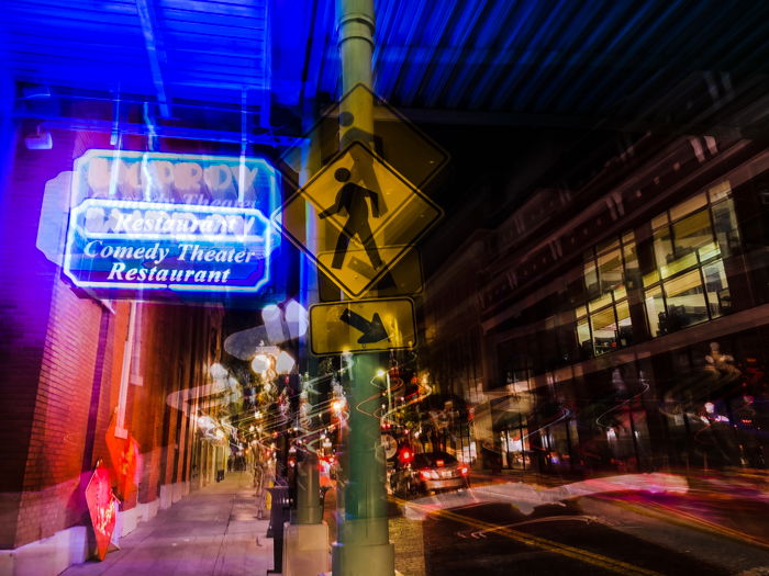 Nighttime long exposure photo of a street