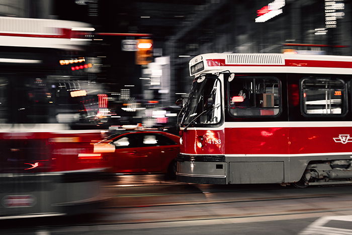 Motion blur photo of the public transport