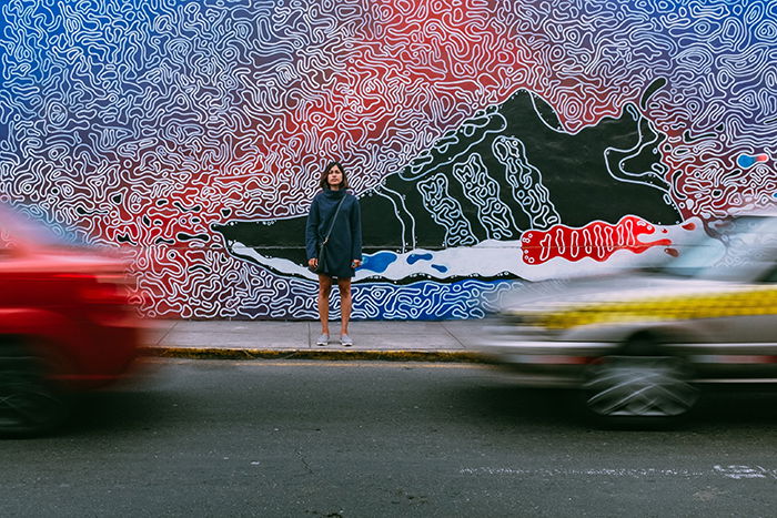 Motion blur photo of cars on the street